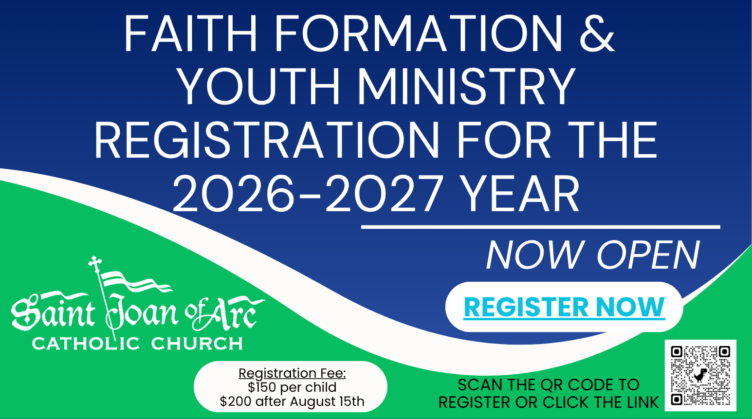 2026 27 Faith Formation Youth Ministry Registration Half Page
