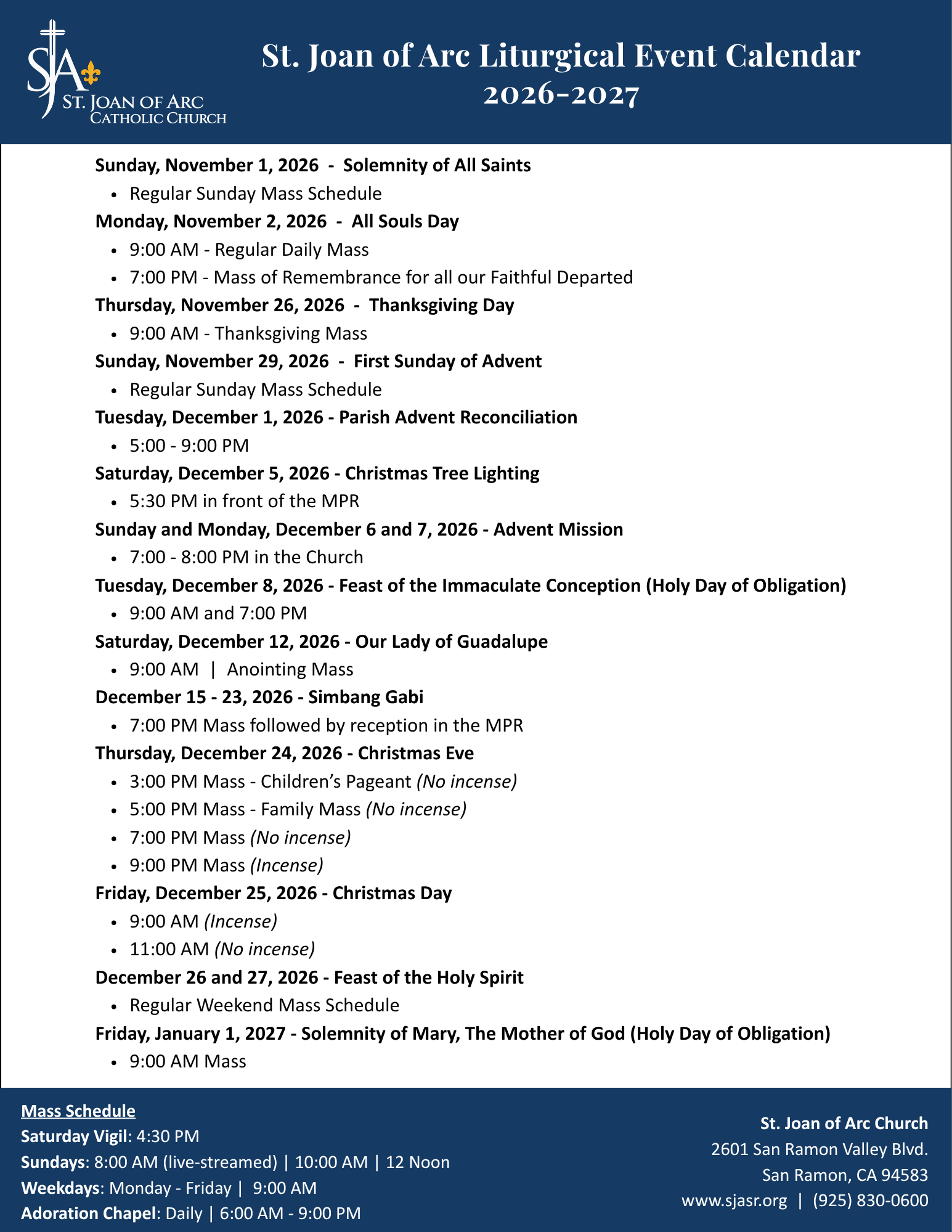 St. Joan Of Arc Liturgical Calendar 2026 2027 4 X 5 In 2