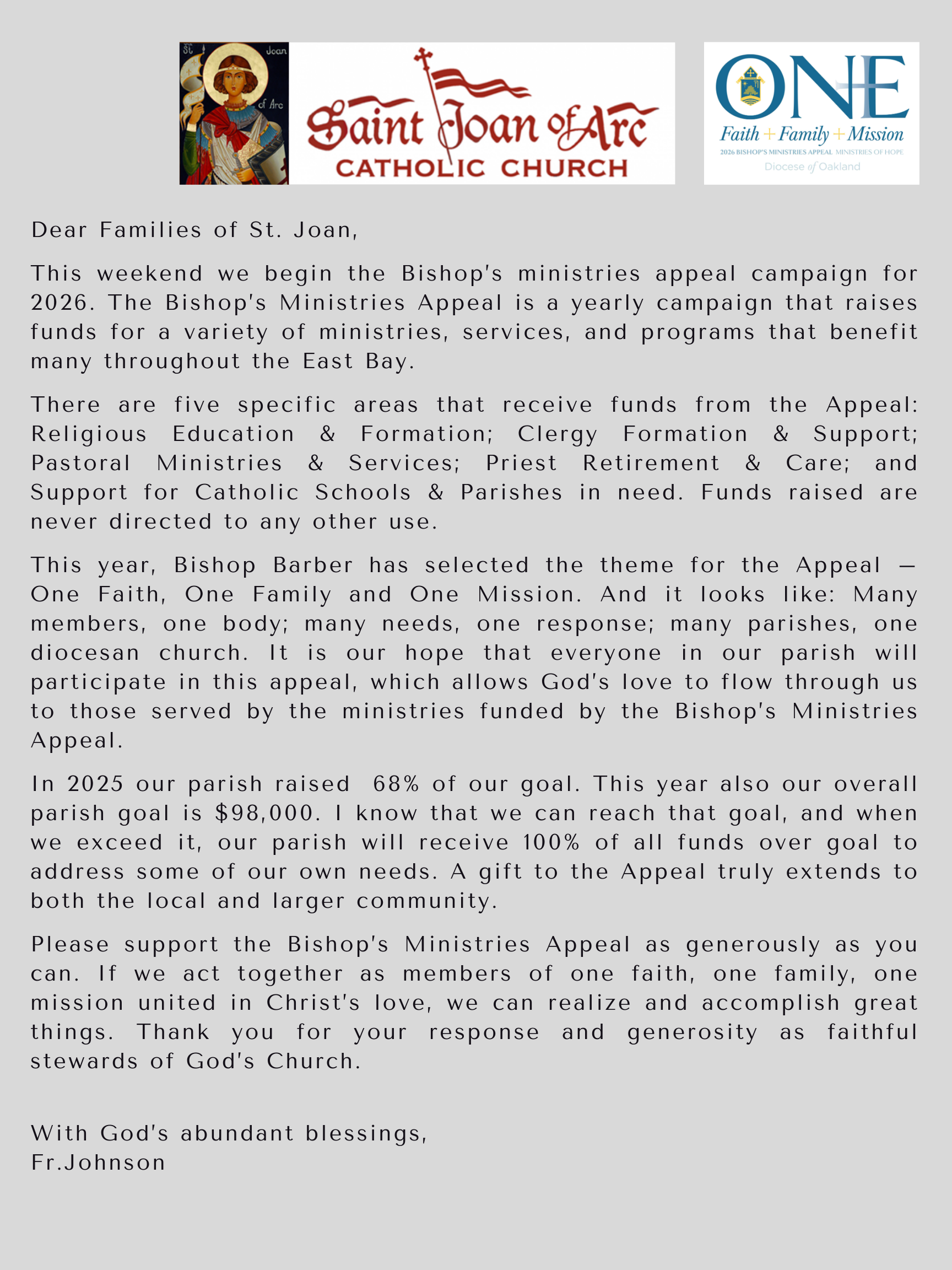 Fr. Johnson Bishops Appeal